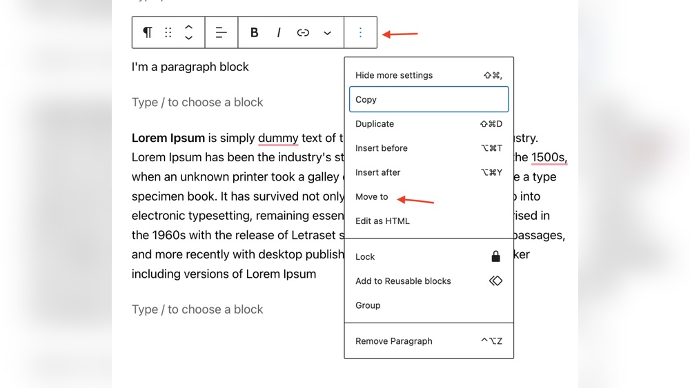 How Do I Move a Block in Wordpress