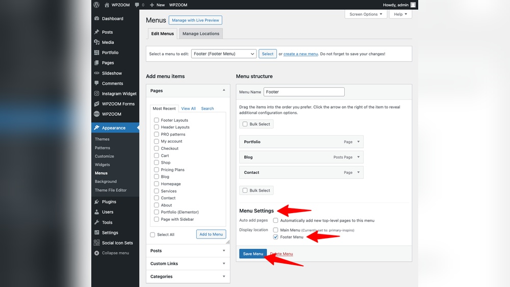 How to Add a Footer Menu in Wordpress