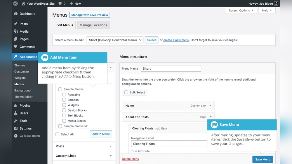 How to Add a New Menu Item in Wordpress