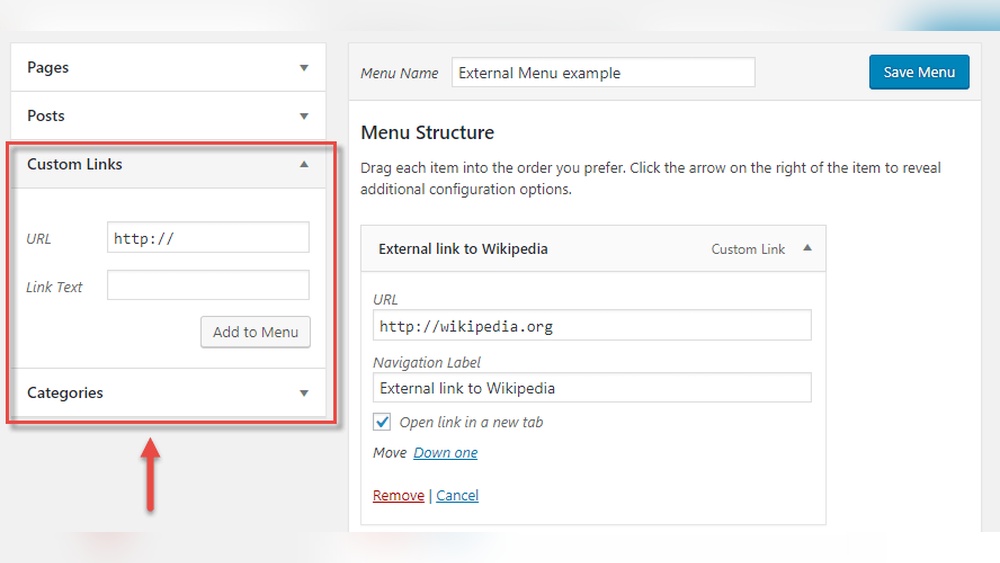 How to Add a New Menu Tab in Wordpress
