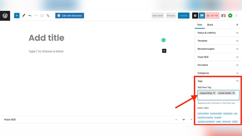 How to Add a Tag in Wordpress