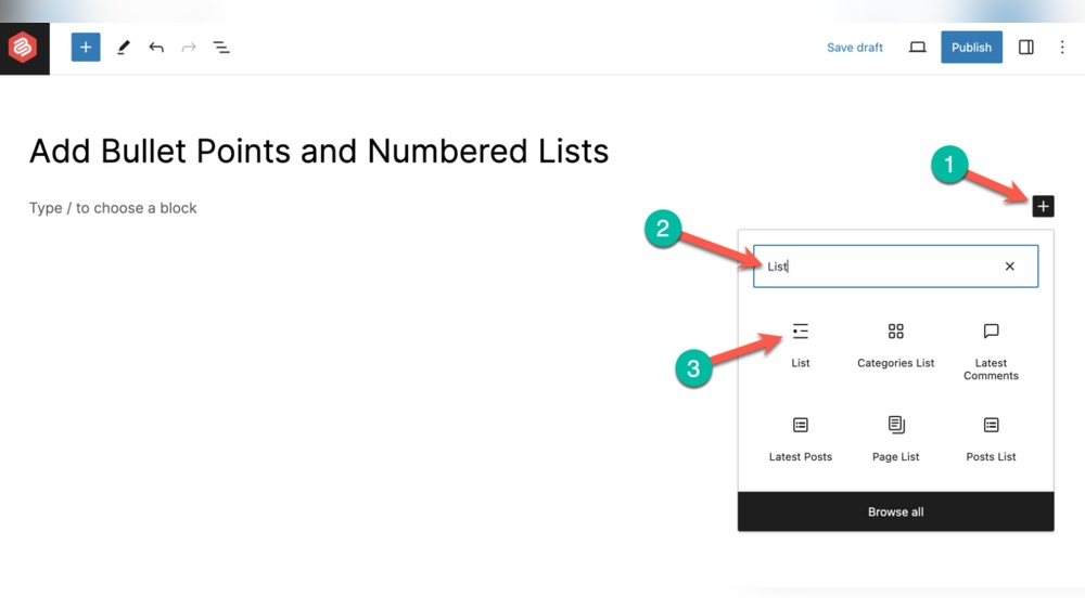 How to Add Bullet Points in Wordpress
