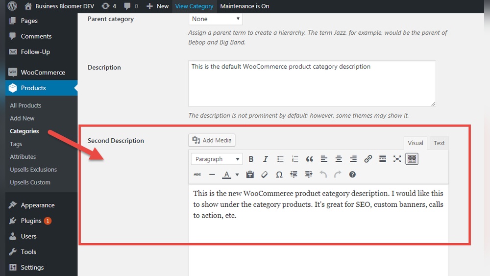 How to Add Content in Category Page in Wordpress