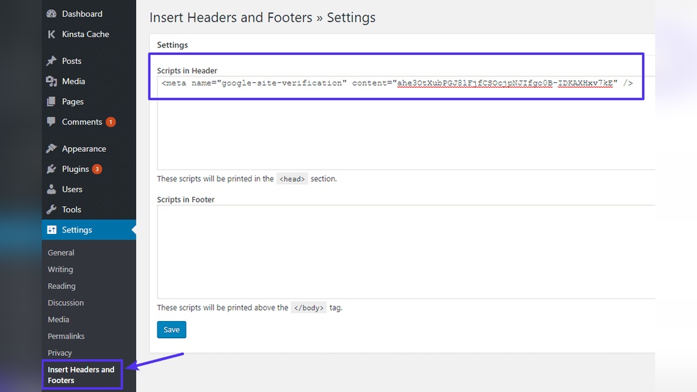 How to Add Google Site Verification Code in Wordpress