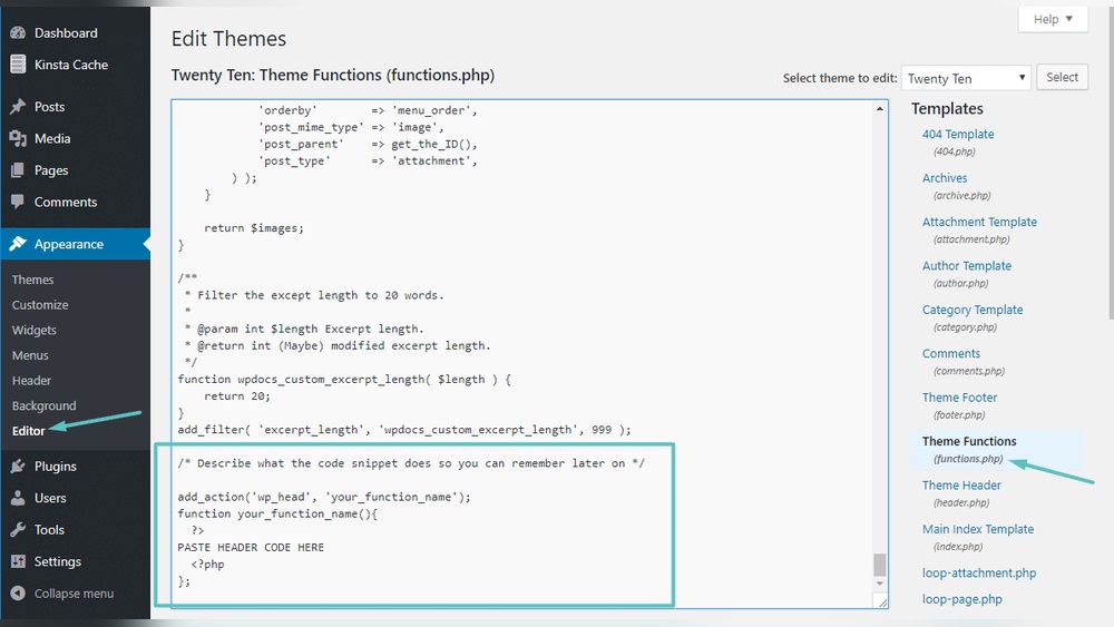 How to Add Header Code in Wordpress