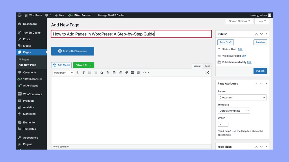How to Add More Pages in Wordpress