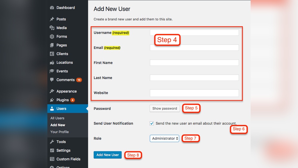How to Add New User in Wordpress