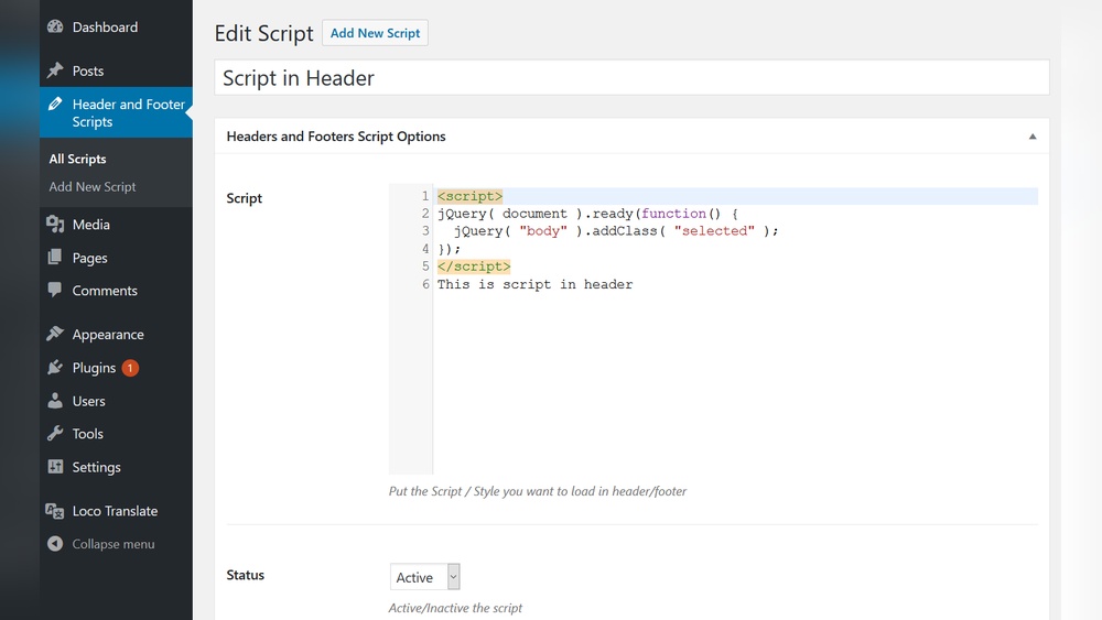 How to Add Script to Header in Wordpress
