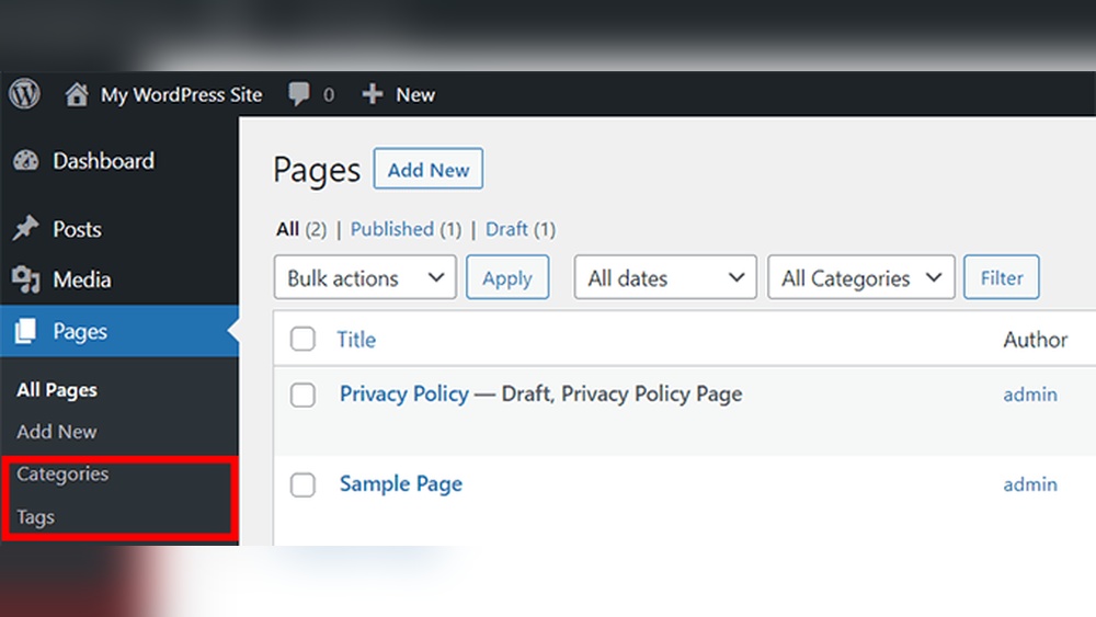 How to Add Tags on Wordpress Pages