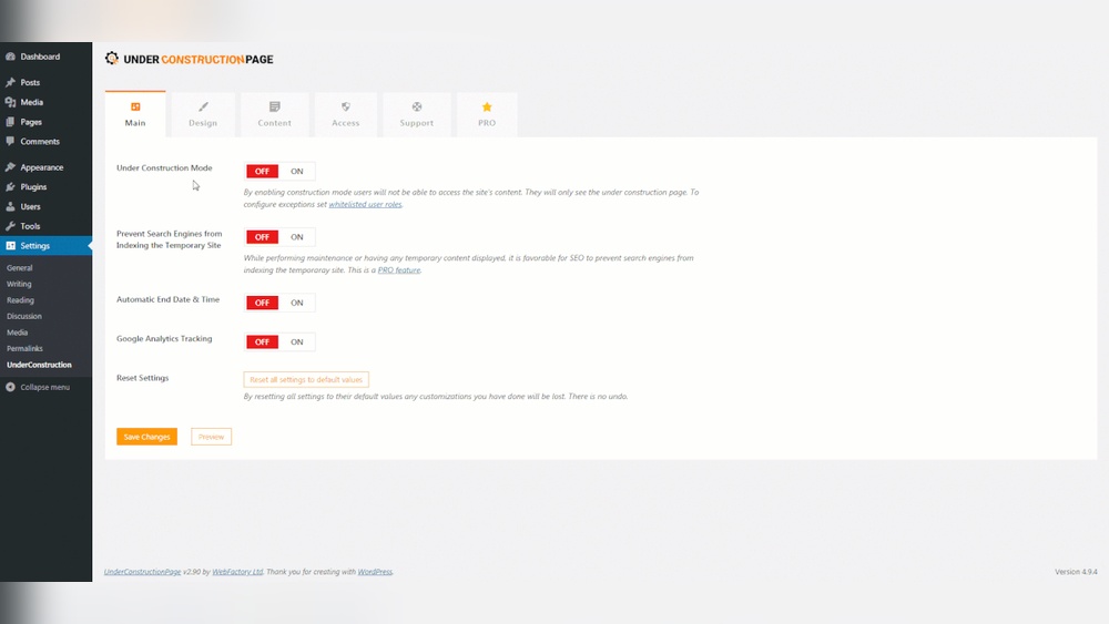 How to Add under Construction Page in Wordpress