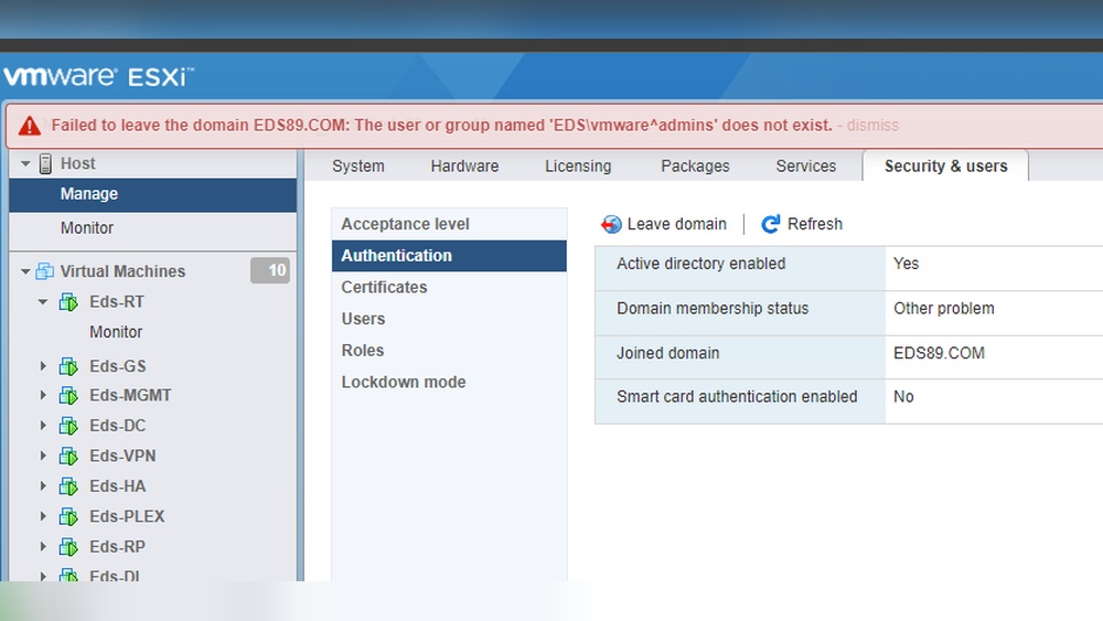 How to Remove Esx Host from Windows Domain
